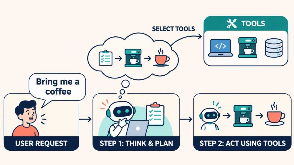 AI Agent flow — understand a request, select tools, and act