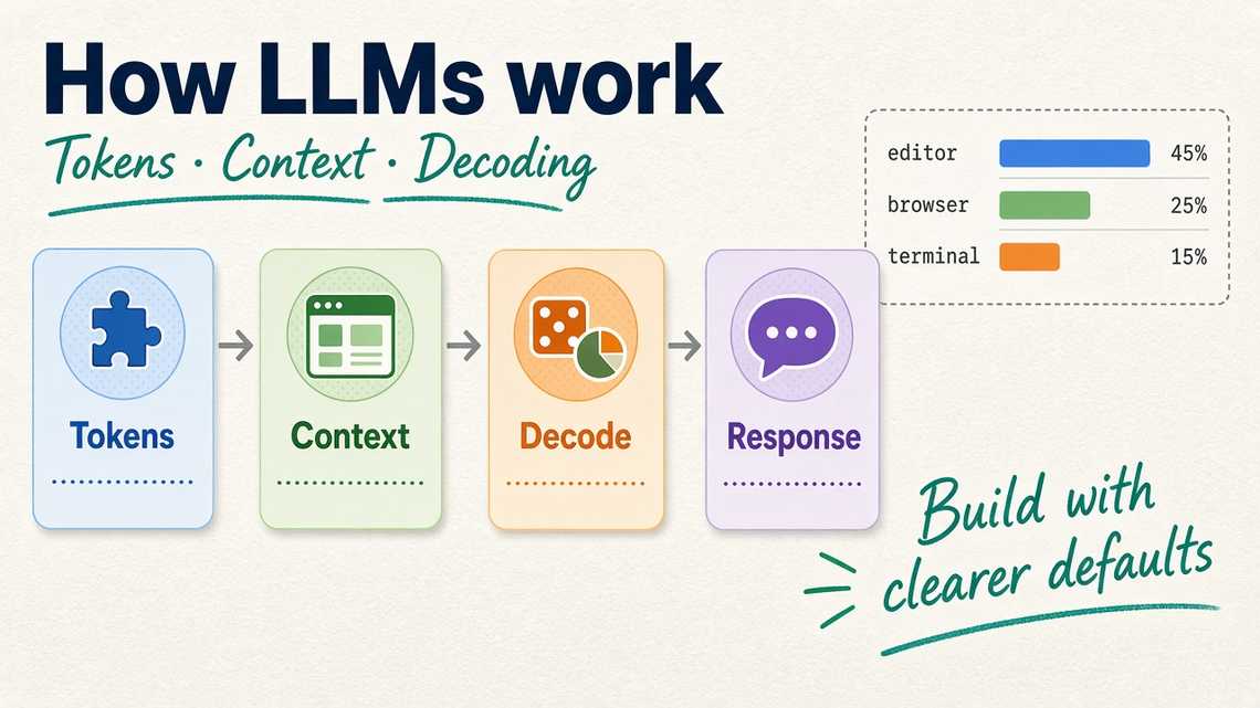 How LLMs work — tokens, context, and decoding