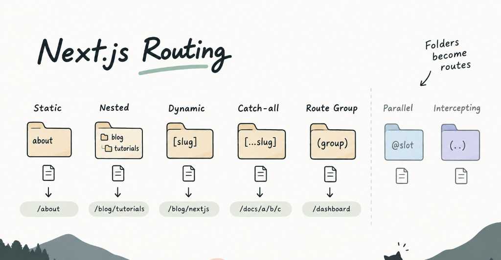 Next.js routing patterns: folders become routes